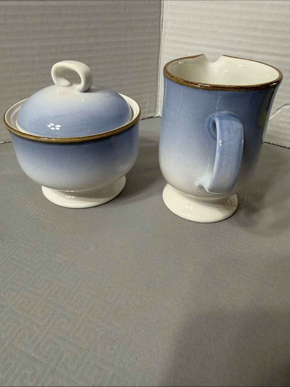 Vtg Mikasa Moon Glow Fashion Tones Lidded Sugar Bowl & Creamer Set DJ 505 Japan